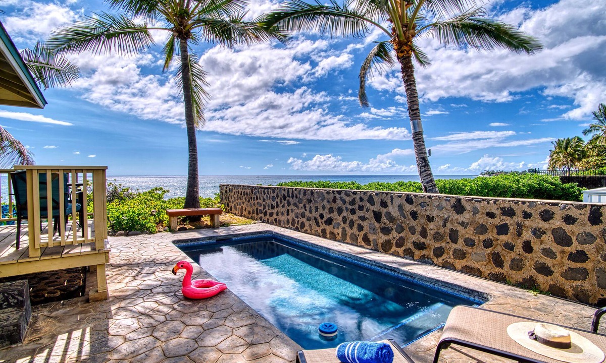 Makaha House | Lava Rock Sunset Beach House. Unique oceanfront & pool property. Amazing views!