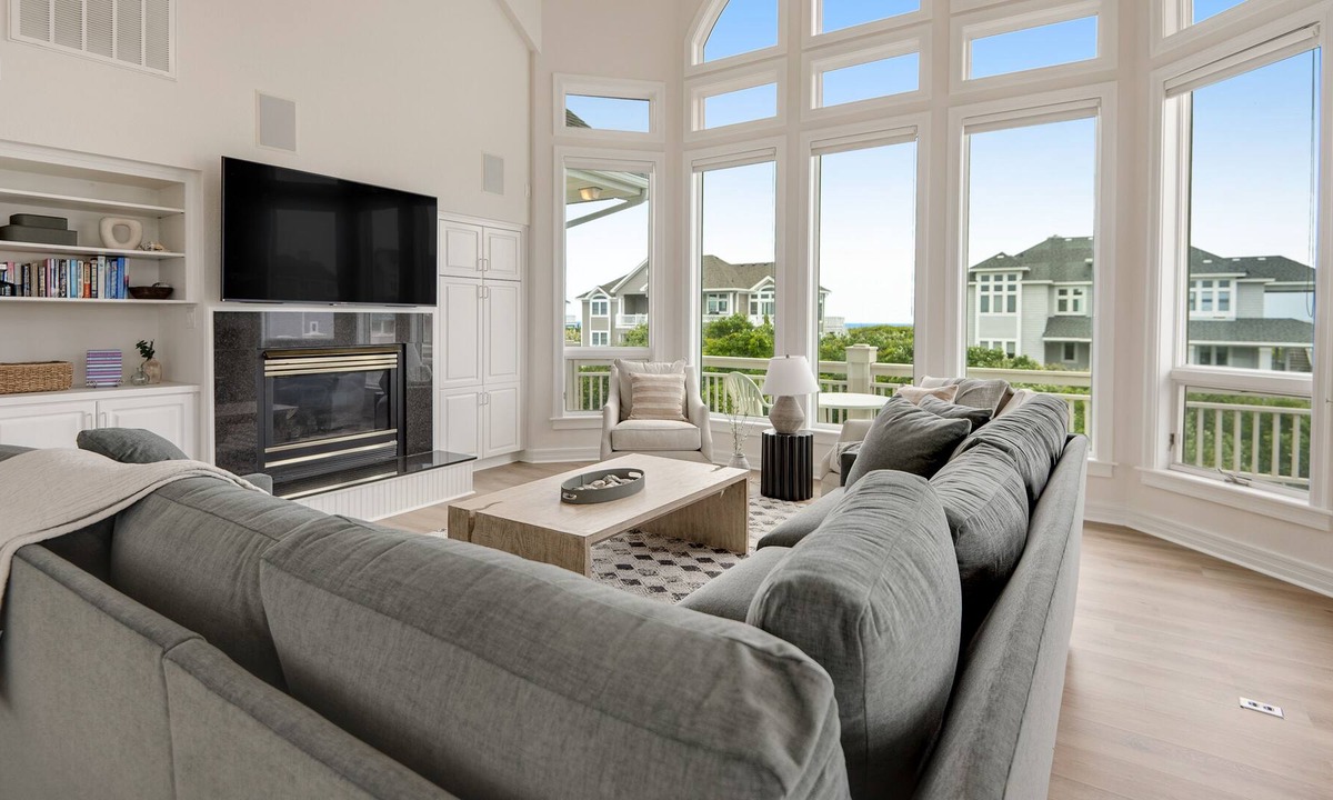 Pine Island House | Partial ocean-view home In Corolla with heated pool, hot tub, & rec room