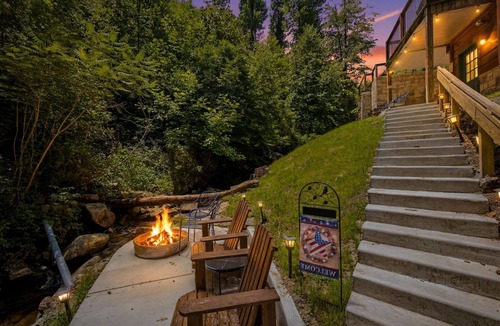 Chalet Village North Cabin | Bearly Hidden: Peaceful Creekside Escape with Hot Tub