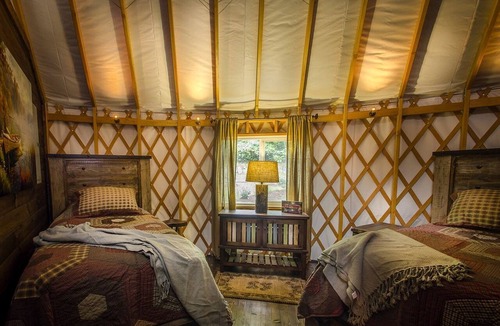 Topton Cabin | Chic Creek Yurt Comfy for Four in Topton, North Carolina