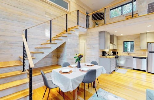 Lamoine House | Contemporary home with woodstove, firepit, 2 kitchens & fast WiFi- walk to beach