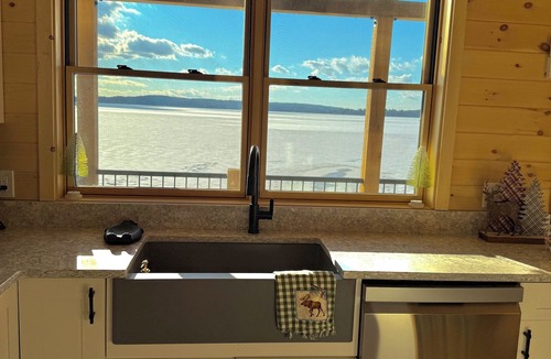 Norridgewock Cabin | Four seasons, waterfront, private beach! Elegant cozy cabin lakeside retreat!