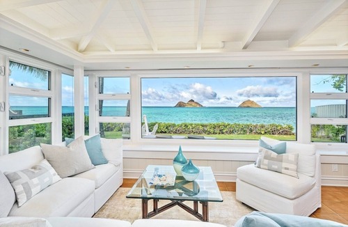 Lanikai House | Lanikai Seashore by Gather: Oceanfront Home w/Mokulua Views, AC & Lush Yard