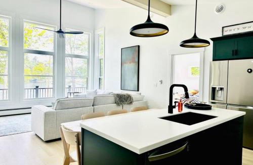 Dryden House | Luxe Modern Lakefront Oasis - Hot Tub, Sunset Views, Pet & Family Friendly! Close to UMF!