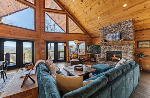 Blue Ridge Cabin | Massive mountain views, new hot tub and garage converted to a cozy TV game space