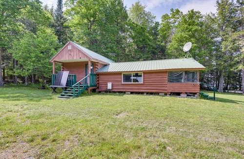 Island Falls House | Peaceful Lakefront Cabin Getaway: Dock, Fire Pit!