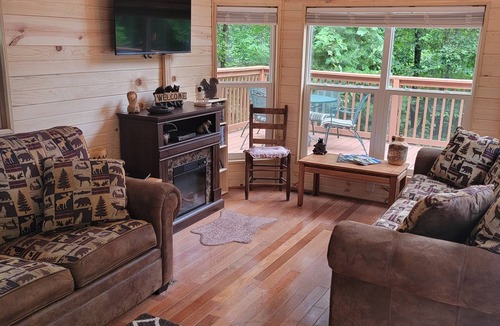 Topton Cabin | Running Squirrel Ridge cabin w/Hot tub+WiFi+firepit+deck & trails w/lake view!