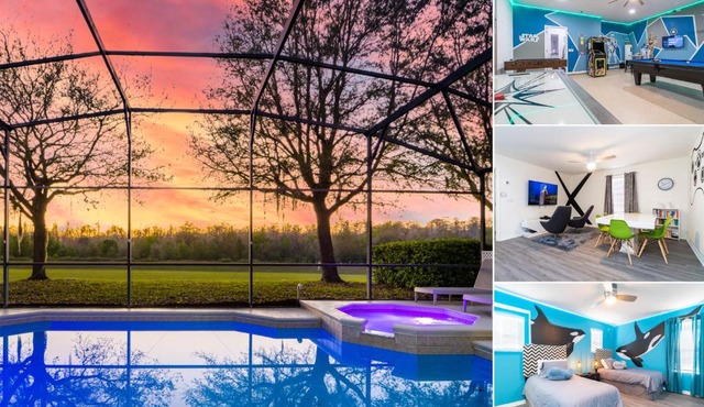 Large Pool Home With Spa & Game Room - 3 Master Suites Close to Attractions