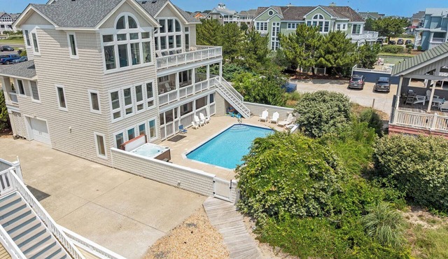 Oceanfront home walkable to the beach with private pool & hot tub - dog-friendly