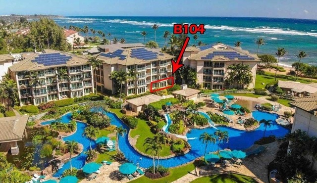 Waipouli Beach Resort B104 Ground floor ocean & pool view, 2 bed 3 bath sleeps 8