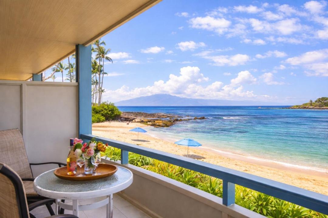 Napili Apartment | Napili Bay Oceanfront Studio Sleeps 2 Steps to Beach Complimentary Car with 6 Nights NAB-107 by KBM