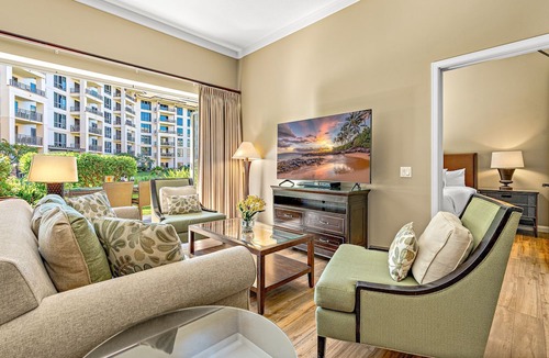 Kaanapali Condo | Maui Resort Rentals: Honua Kai Hokulani 112 – Super Quiet and Private Ground Floor 2BR, Easy Access to Pools, Beach, and BBQs, Large Lawn Area!
